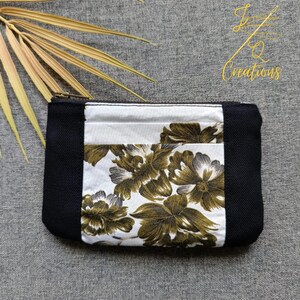 Petit portefeuille zippé en métal en toile avec fleurs, pochette en toile, petite pochette, cadeau pour femme, cadeau pour elle, pochette pour pièces de monnaie, cadeau fête des mères, emplacements pour cartes