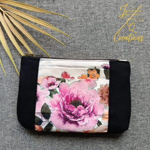 Carteira pequena de metal com zíper de lona rosa, bolsa de lona, bolsa pequena, presente para mulheres, presente para ela, porta-moedas, presente de dia das mães, compartimentos para cartões