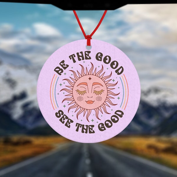 Be The Good See The Good Round Air Freshener - Car Accessories - Car Air Freshener - Boho - Retro Gift - Hippy Gift - Peace and Love