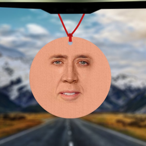 Nicolas Cage Lufterfrischer - Auto Lufterfrischer - Auto Zubehör - Lustiges Mem - Geschenk für Ihn - Geschenk für Sie - Geschenke unter 10 - RUND