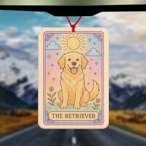 The Retriever Tarotkaart Luchtverfrisser - Autoluchtverfrisser - Auto-accessoires - Cadeau voor haar - Golden Retriever-cadeau - Golden Retreiver Hond