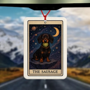 Die Wurst Tarot Karte Lufterfrischer - Auto Lufterfrischer - Auto Zubehör - Geschenk für Sie - Dackel Geschenk - Wurst Hund Geschenk - Hundeliebhaber