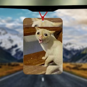 Cat Coughing Meme Air Freshener - Car Air Freshener - Car Accessories - Funny meme - Gift for him - Gift for her - Gifts under 10