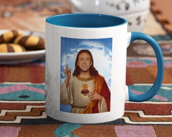 Nicolas Cage inspired mug - Saint Nicolas Cage gift - Nic Cage merch - Saint Cage - Gift for him - Gift for her - Gift for Nick Cage fan