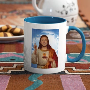 Nicolas Cage inspired mug - Saint Nicolas Cage gift - Nic Cage merch - Saint Cage - Gift for him - Gift for her - Gift for Nick Cage fan