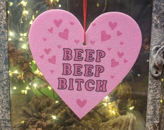 Beep Beep Bitch car air freshener - gift for her - gift for new driver - girl racer - car horn -  gift for female driver - any occasion gift