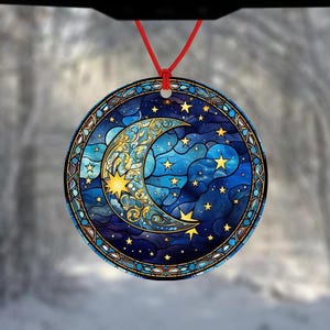 Crescent moon and stars car air freshener - stained glass effect freshie - gifts for car - spiritual gift - celestial gift - secret Santa