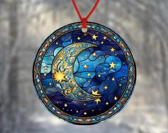 Ambientador para coche con luna creciente y estrellas - efecto vidriera - regalos para el coche - regalo espiritual - regalo celestial - amigo invisible