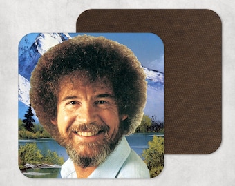 Porta-copos Bob Ross - Artista Bob Ross - Porta-copos engraçado - Presente Bob Ross - Presente para ele - Presentes para ela - Porta-copos Bob Ross - Caneca Bob Ross