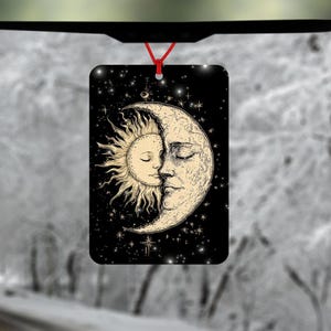 Deodorante per auto Sole e Luna - tarocchi della luna crescente - accessorio per auto - regalo spirituale - facce del sole e della luna - regalo per la fidanzata