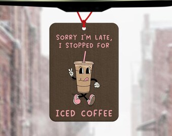 Iced coffee car air freshener - coffee car air freshener - car accessory - I love iced coffee - gift for her - gift for coffee lover - latte