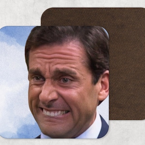 Posavasos inspirado en Michael Scott - Meme de cara de vergüenza - Posavasos de The Office USA - The Office - regalo para ella - Dwight Schrute - Comedia de situación de EE. UU.