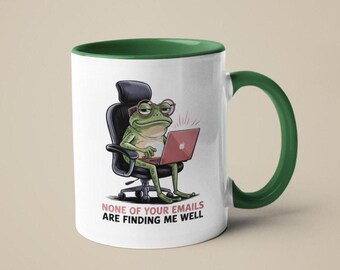 Funny frog mug - I hate emails - funny office mug - too many emails - office frog hates emails - busy at work mug - secret Santa gift