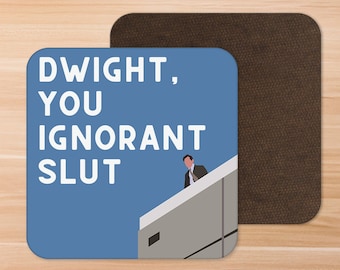 Porta-copos inspirado em Michael Scott - Porta-copos para bebidas The Office USA - The Office - vagabunda ignorante - presente para ela - Dwight Schrute - Sitcom dos EUA