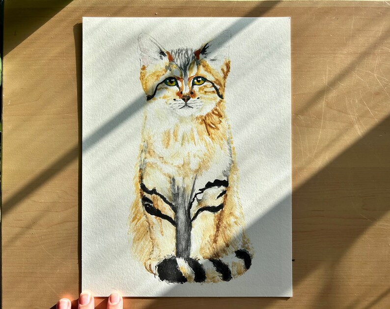 Sand Cat Original Watercolor Art Print - Etsy