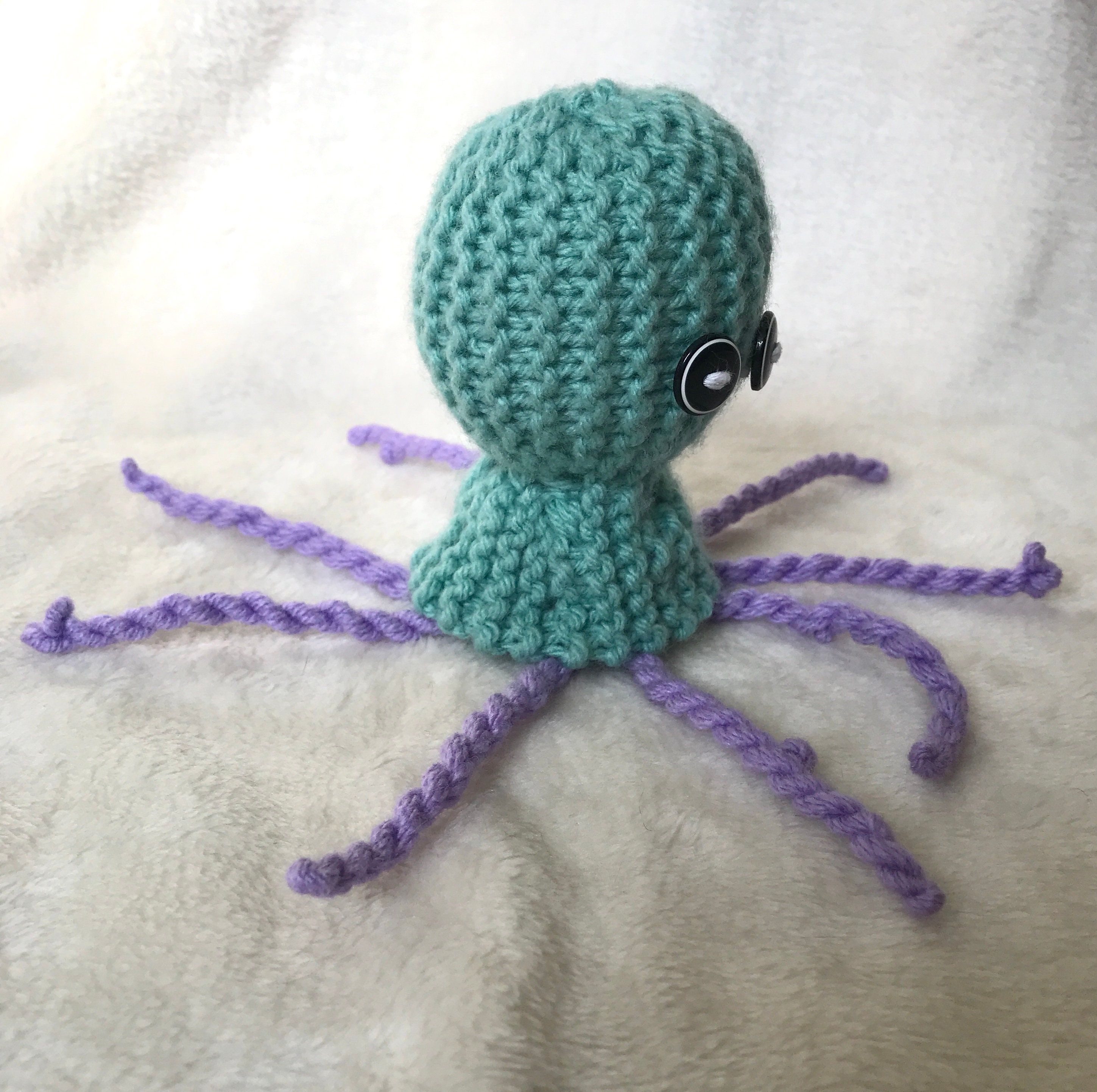 Hand Knitted Octopus Turquoise and Purple Yarn With Button Etsy UK
