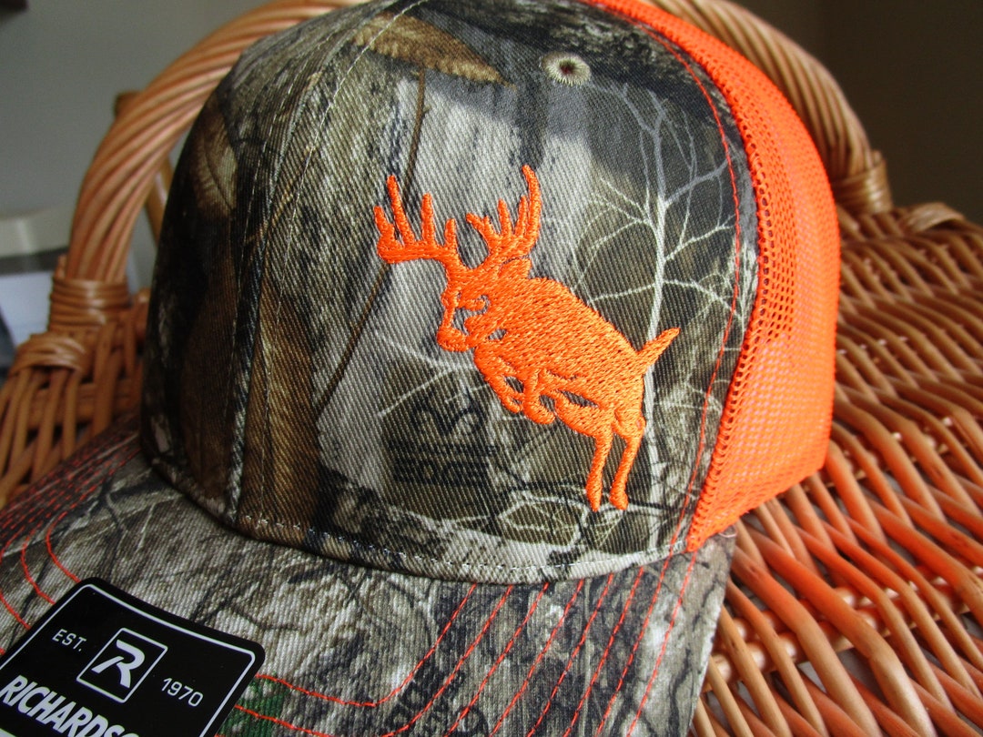 Hunting Hat Camo/hunter Orange Richardson 112 Deer Embroidery - Etsy