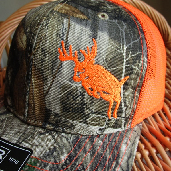 Hunting Hat Camo/Hunter Orange Richardson 112 Deer Embroidery