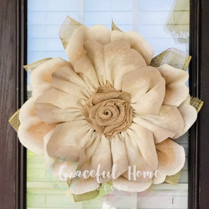 Farmhouse Decor, Rustic Wreath, Tan And Cream Wreath, Handmade Wreath, Burlap Wreath, All Season Wreath, Front Door Decor, Welcome Wreath