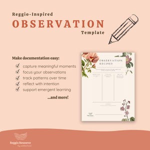 Reggio-Inspired Observation Template | ECE Documentation Tool for Preschool | Track Learning, Reflect, & Plan | Printable PDF