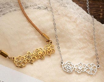 Personalized Birth Flower Necklace, Dainty Floral Jewelry, Custom Family Gift