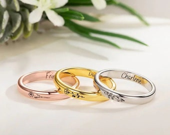 Personalized Birth Flower Ring, 18k Gold, Sterling Silver Jewelry