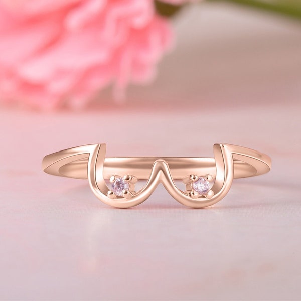18k Lesbian ring for Pride Month, Lesbian Gift, Gay Pride Jewelry Gift to Girlfriend, Lesbian pride, Breast Cancer, Pride ring, Lgbt jewelry