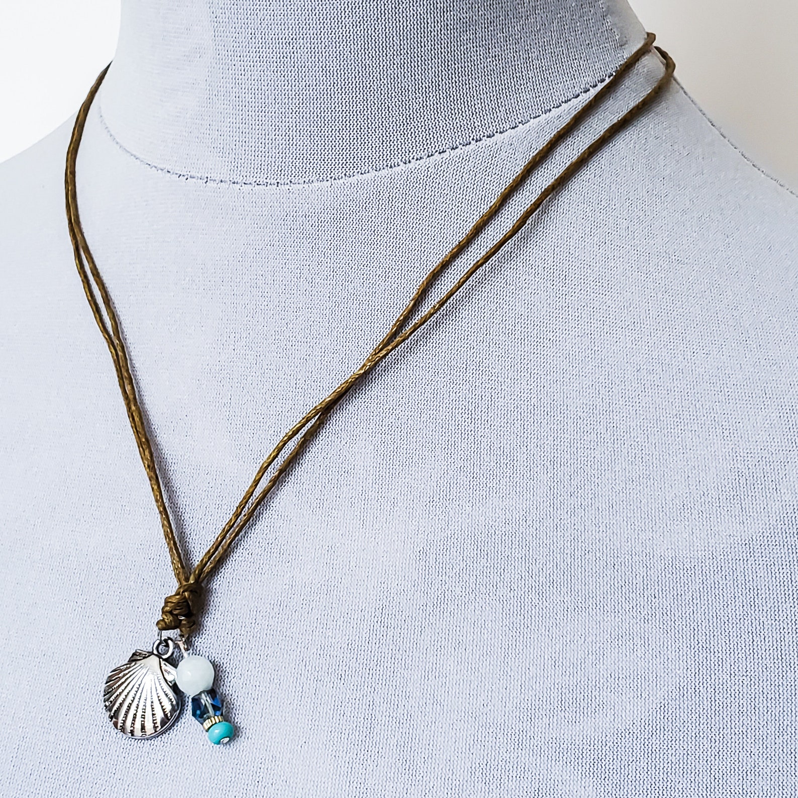 Seashell Necklace Crystal Seashell Necklace Beaded Necklace Etsy