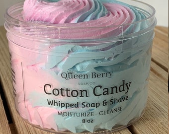 Cotton Candy - Whipped Soap & Shave - Body Frosting - Paraben and Cruelty Free - Creamy and Fluffy Soap and Shaving Soap