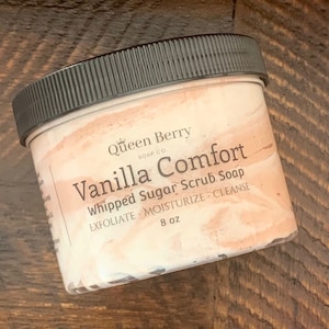 Vanilla Comfort - Whipped Sugar Scrub Soap - Body Scrub - Paraben and Cruelty Free - Foaming Bath Whip