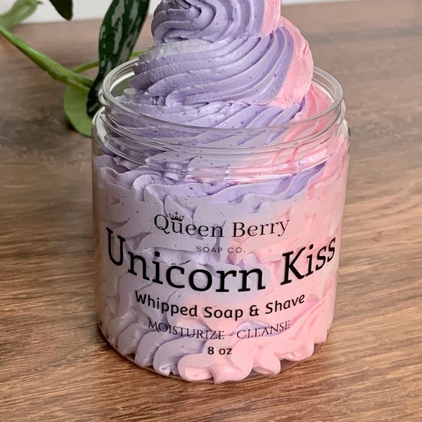 Unicorn Kiss - Whipped Soap & Shave -  Fruity Loops - Paraben and Cruelty Free - Gift for Everyone - Queen Berry - Fluffy and Soft Soap