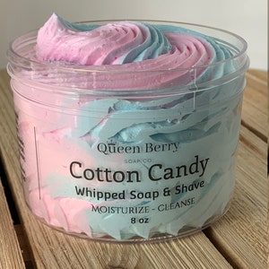 Cotton Candy - Whipped Soap & Shave - Body Frosting - Paraben and Cruelty Free - Creamy and Fluffy Soap and Shaving Soap