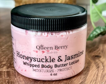 Honeysuckle Jasmine - Whipped Body Butter Lotion- No Melt - Paraben and Cruelty Free - Hand and Body Lotion - Self Care - Cocoa Butter