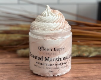 Toasted Marshmallow  - Whipped Sugar Scrub Soap - Body Scrub - Paraben and Cruelty Free - Foaming Bath Whip