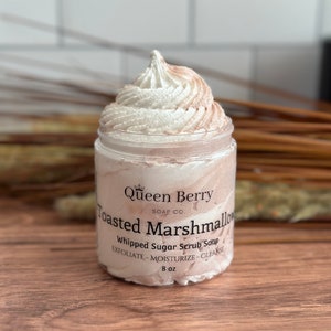 Toasted Marshmallow  - Whipped Sugar Scrub Soap - Body Scrub - Paraben and Cruelty Free - Foaming Bath Whip