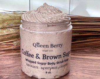 Hazelnut Coffee & Brown Sugar Whipped Scrub Soap  - Exfoliate - Moisturize - Cleanse - Smells delicious - Perfect Gift for Coffee Lovers