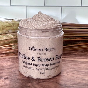 Hazelnut Coffee & Brown Sugar Whipped Scrub Soap  - Exfoliate - Moisturize - Cleanse - Smells delicious - Perfect Gift for Coffee Lovers