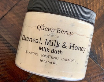Oatmeal Milk and Honey - 20 oz Jar - Oatmeal & Milk Bath  -  Relaxing and Soothing - Self Care - Gift for Her - Bath Soak - Bath Tea