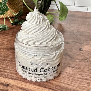 Toasted Coconut Whipped Sugar Scrub Soap Exfoliate Cleanse Paraben and Cruelty Free Foaming Body Scrub image 1