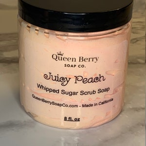 Juicy Peach - Whipped Sugar Scrub Soap -  Exfoliate - Self Care - Spa Gift - Paraben Free and Cruelty Free