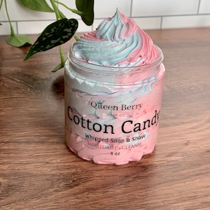 Barbe à papa - Savon fouetté et rasage - Glaçage pour le corps - Sans paraben ni cruauté - Savon à raser crémeux et duveteux - Cadeau amusant