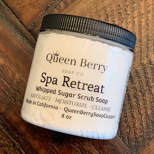 Spa Retreat- White Sage and Sea Salt- Whipped Sugar Scrub Soap - Cleanse | Exfoliate - Paraben and Cruelty Free - Self Care