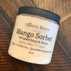 Mango Sorbet - Whipped Soap & Shave - Fluffy Whipped Soap - Paraben and Cruelty Free -Self Care - Spa Gift