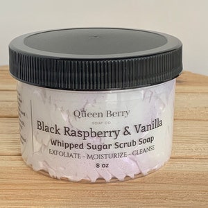 Raspberry & Vanilla - Whipped Sugar Scrub Soap - Paraben and Cruelty Free - Exfoliate and Cleanse - Foaming Whip Scrub - Body Scrub