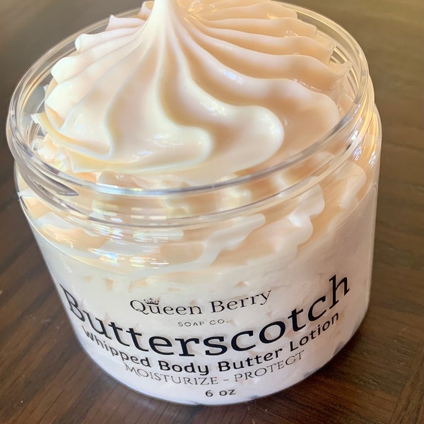 Butterscotch- Whipped Body Butter Lotion - Non Greasy, Soft Hand and Body Cream - Paraben and Cruelty Free - Shea Butter - Coconut Oil