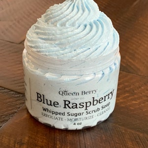 Blue Raspberry - Whipped Sugar Scrub Soap - Cleanse - Exfoliate - Moisturize - Body Polish -  Blue Raspberry Slushie