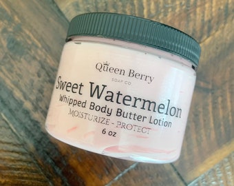 Sweet Watermelon - Whipped Body Butter Lotion- Hand & Body Lotion - Paraben and Cruelty Free - Thick Body Cream