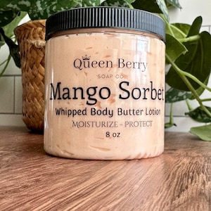 Mango Sorbet- Whipped Body Butter Lotion- Shea Butter - Paraben Free and Cruelty Free - Hand & Body Cream - Dry Skin