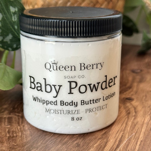 Baby Powder - Whipped Body Butter Lotion- Shea Butter  - No Colorants -  Cream / Lotion - Paraben Free, Cruelty Free