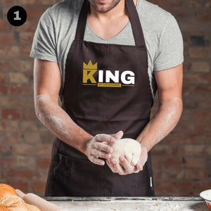 Personalised King Of The Kitchen Chef Apron For Him, Custom Apron For Men, Dad BBQ Apron Gift For Men, Fathers Day Gift Idea For Granddad